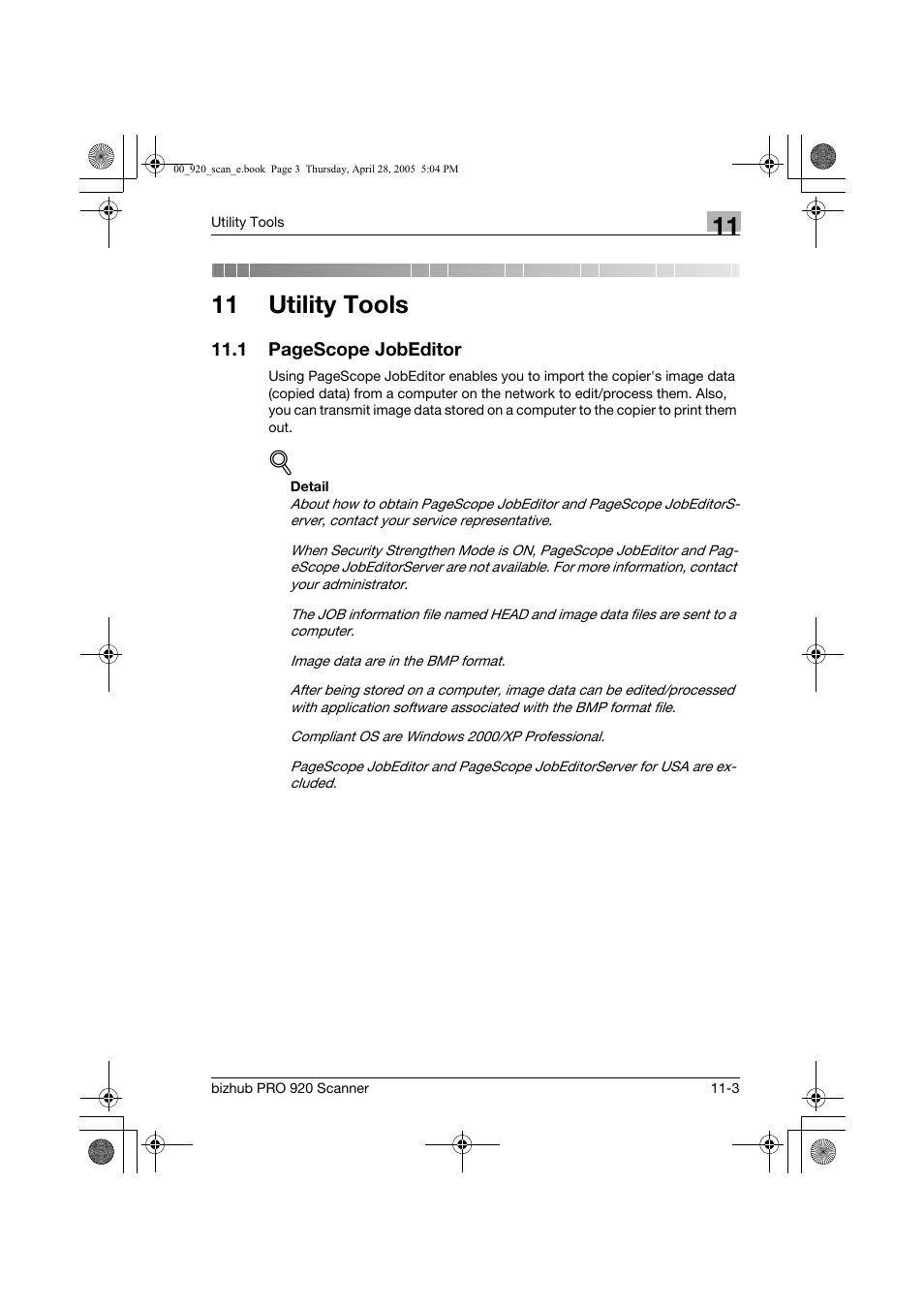 Utility tools, 11 utility tools | Konica Minolta bizhub PRO 920 User Manual | Page 158 / 178