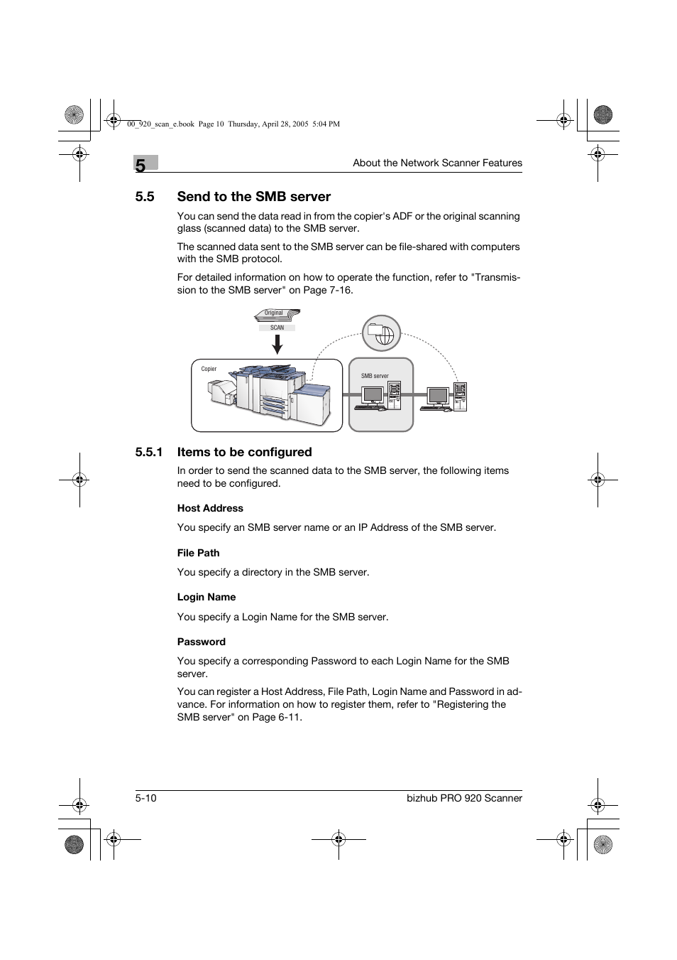 5 send to teh smb server, 5 send to the smb server | Konica Minolta bizhub PRO 920 User Manual | Page 81 / 178