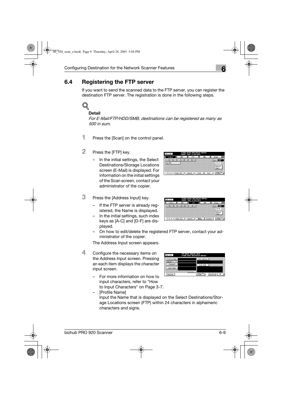 4 registering the ftp server | Konica Minolta bizhub PRO 920 User Manual | Page 94 / 178