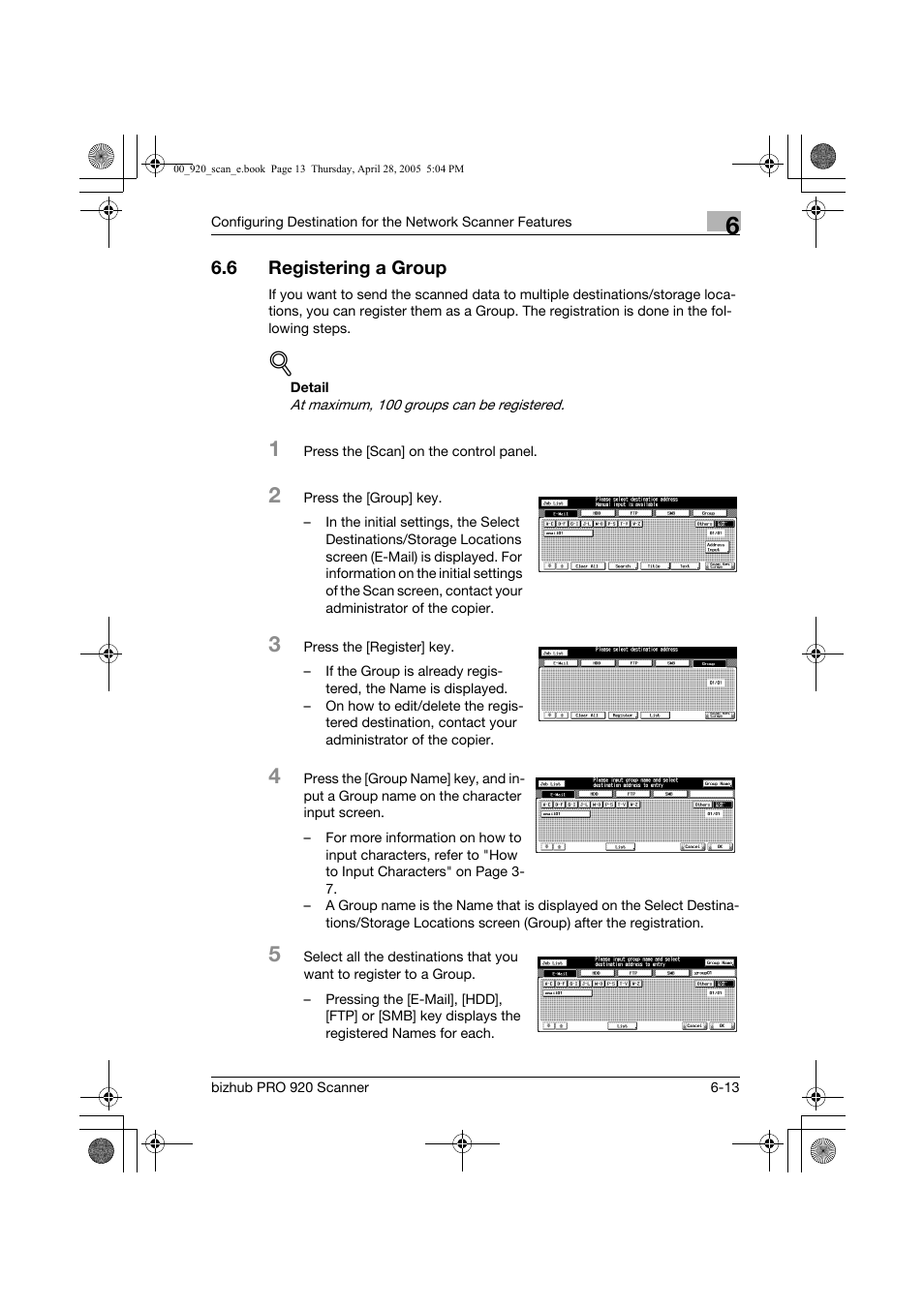 6 registering a group | Konica Minolta bizhub PRO 920 User Manual | Page 98 / 178