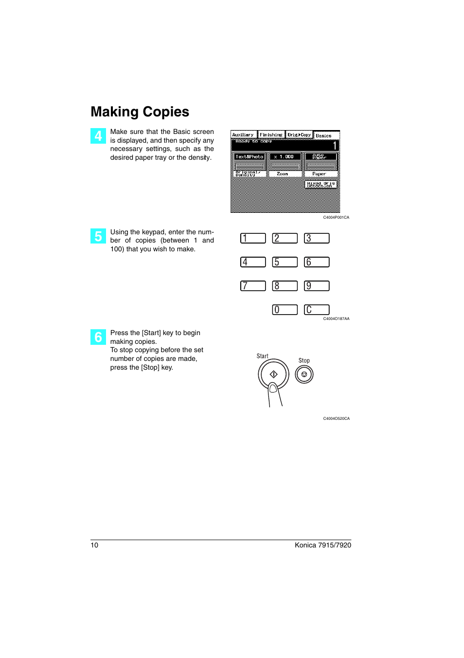 Making copies | Konica Minolta 7920 User Manual | Page 14 / 40