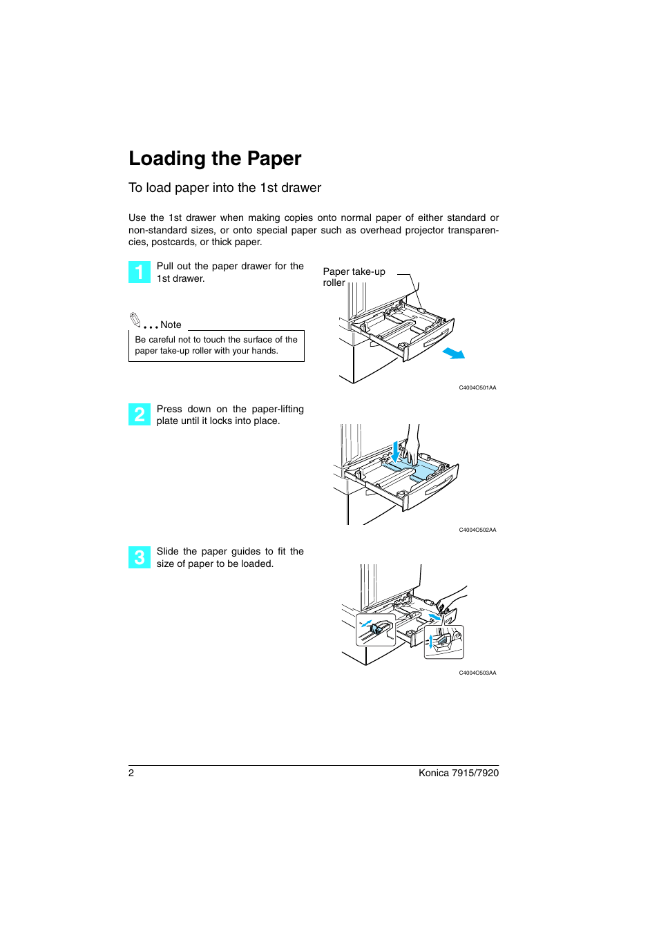3loading the paper | Konica Minolta 7920 User Manual | Page 6 / 40