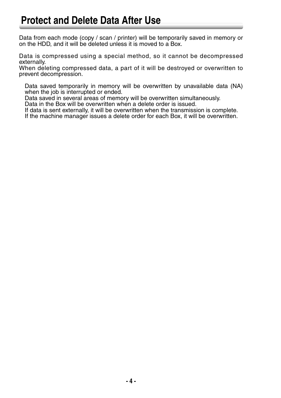Protect and delete data after use | Konica Minolta BIZHUB PRO 1050 User Manual | Page 12 / 64