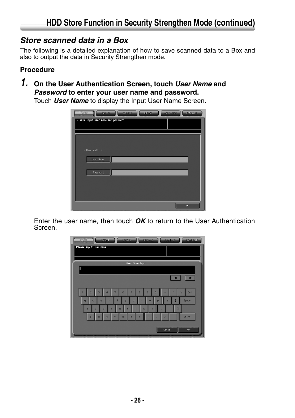 Store scanned data in a box | Konica Minolta BIZHUB PRO 1050 User Manual | Page 34 / 64