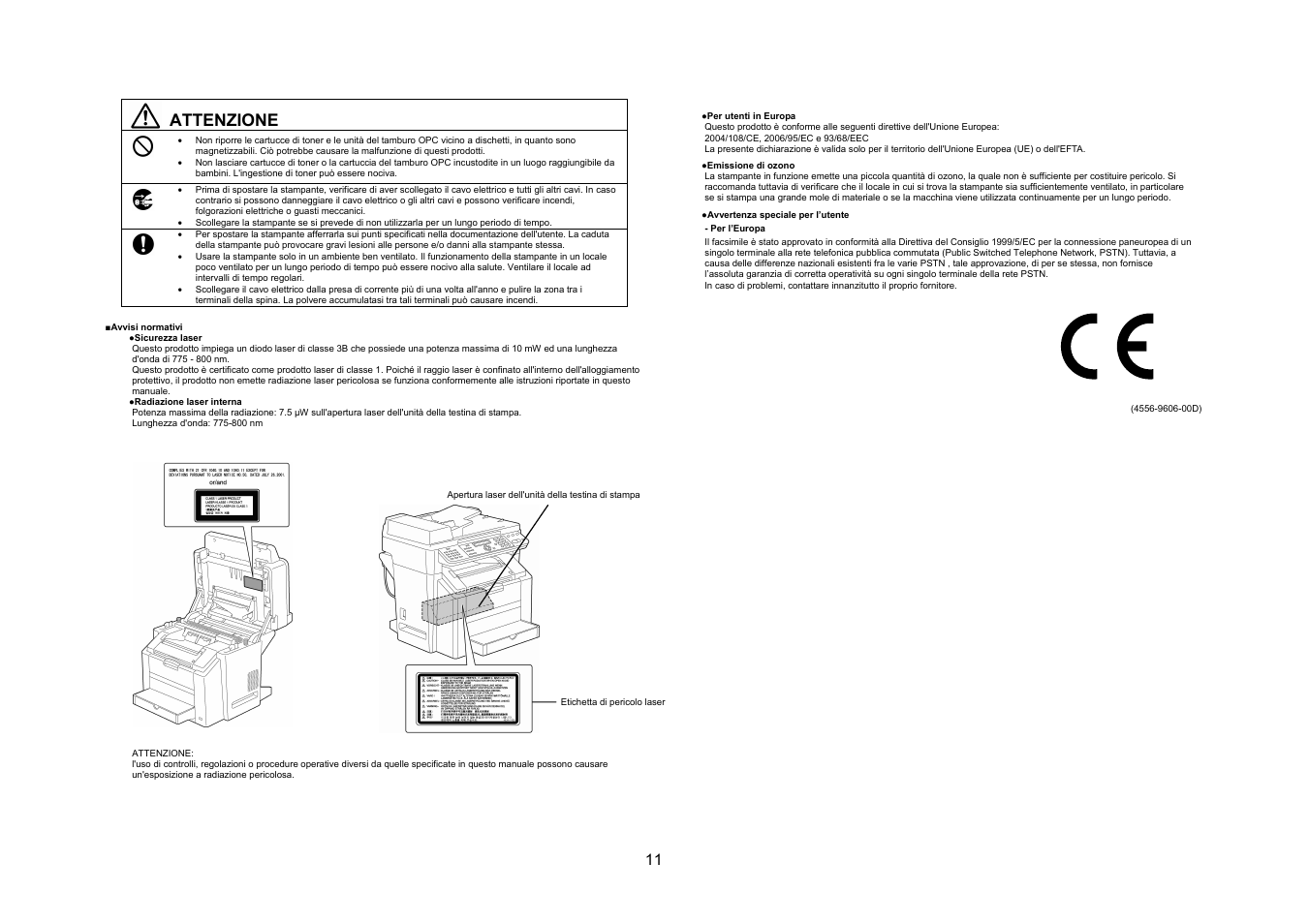 Attenzione | Konica Minolta bizhub C10X User Manual | Page 10 / 47