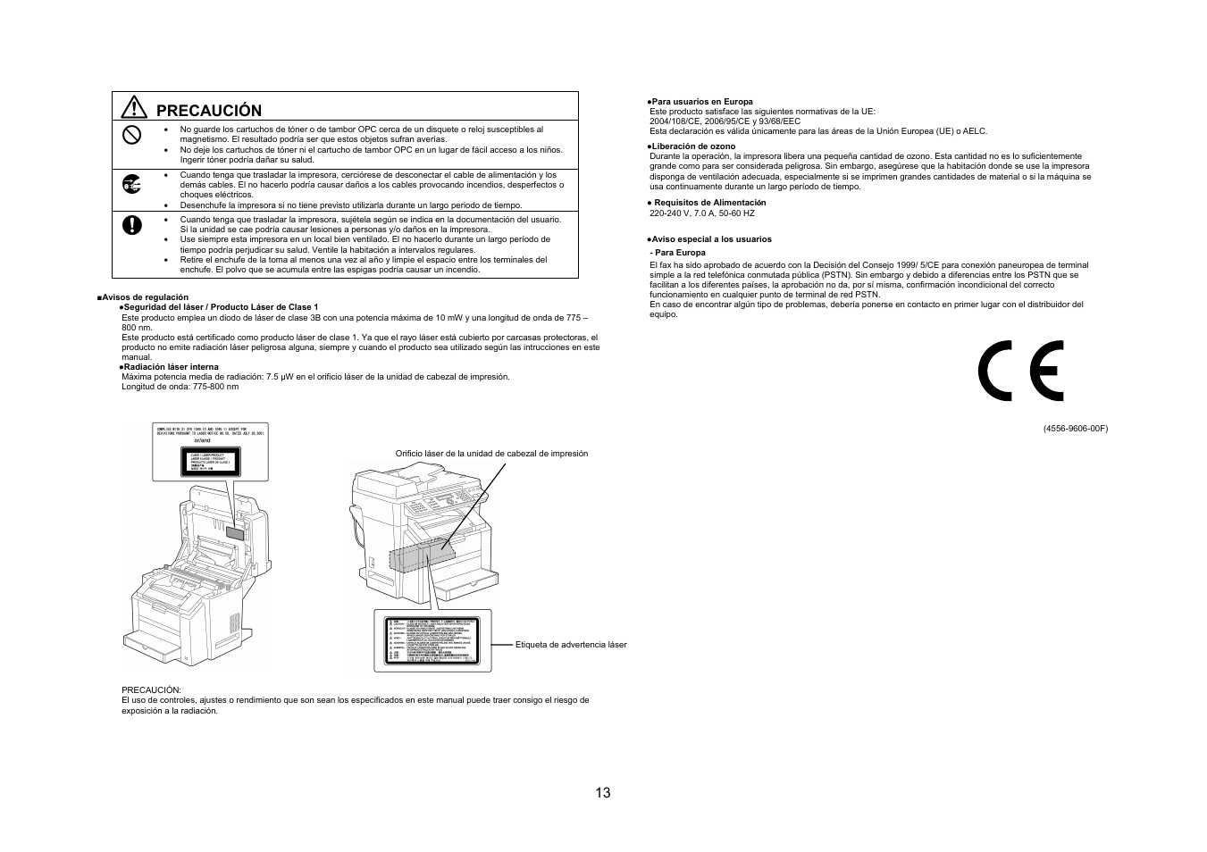 Precaución | Konica Minolta bizhub C10X User Manual | Page 12 / 47