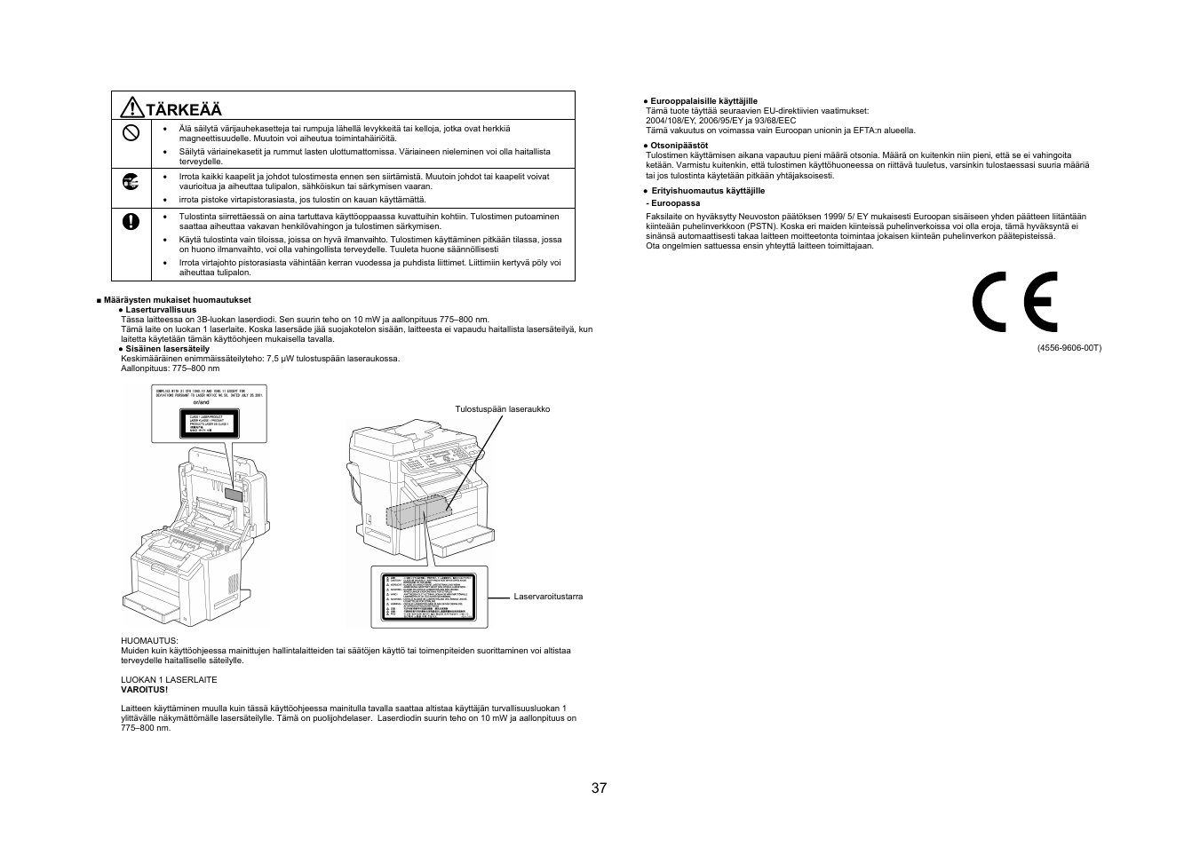 Tärkeää | Konica Minolta bizhub C10X User Manual | Page 36 / 47