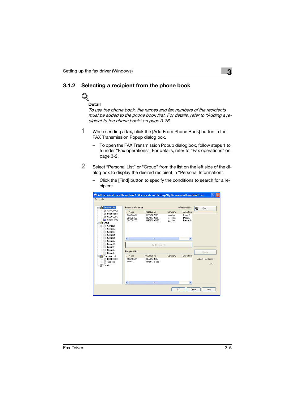 2 selecting a recipient from the phone book, Selecting a recipient from the phone book -5 | Konica Minolta bizhub 282 User Manual | Page 52 / 94