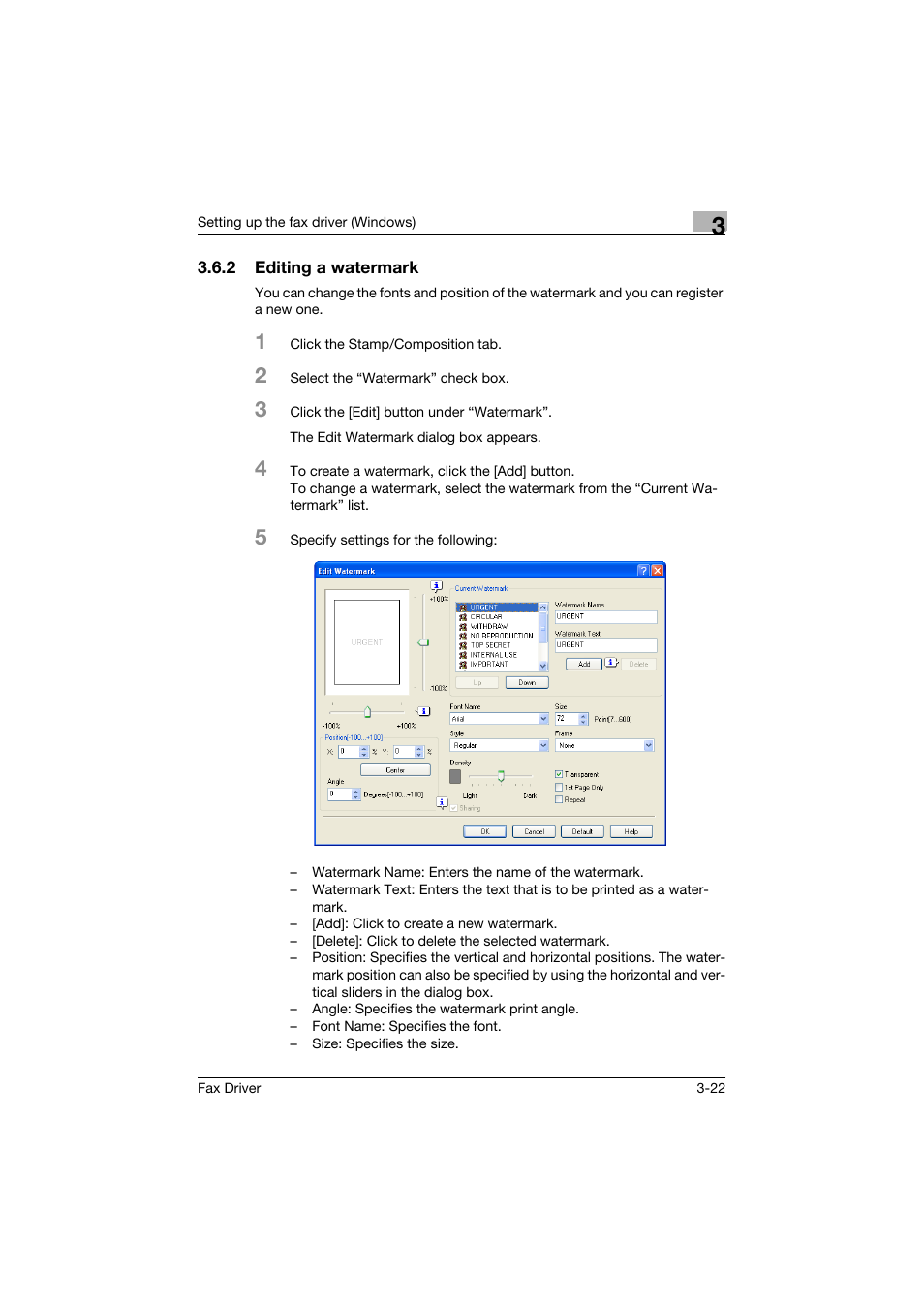 2 editing a watermark, Editing a watermark -22 | Konica Minolta bizhub 282 User Manual | Page 69 / 94