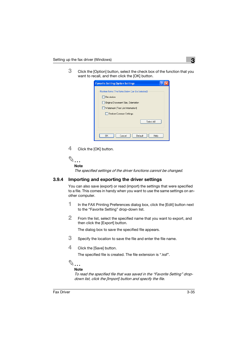 4 importing and exporting the driver settings, Importing and exporting the driver settings -35 | Konica Minolta bizhub 282 User Manual | Page 82 / 94