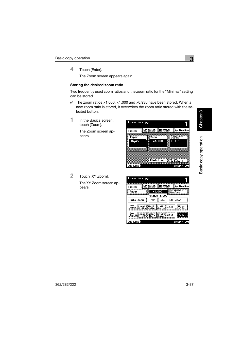 Storing the desired zoom ratio, Storing the desired zoom ratio -37 | Konica Minolta bizhub 282 User Manual | Page 152 / 424