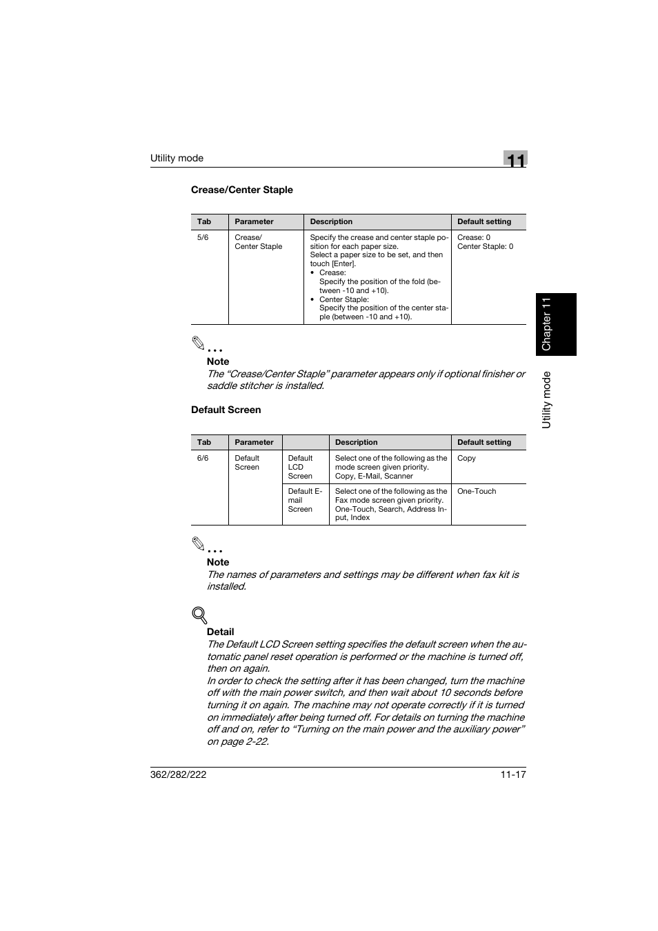 Crease/center staple, Default screen, Crease/center staple -17 default screen -17 | Konica Minolta bizhub 282 User Manual | Page 358 / 424