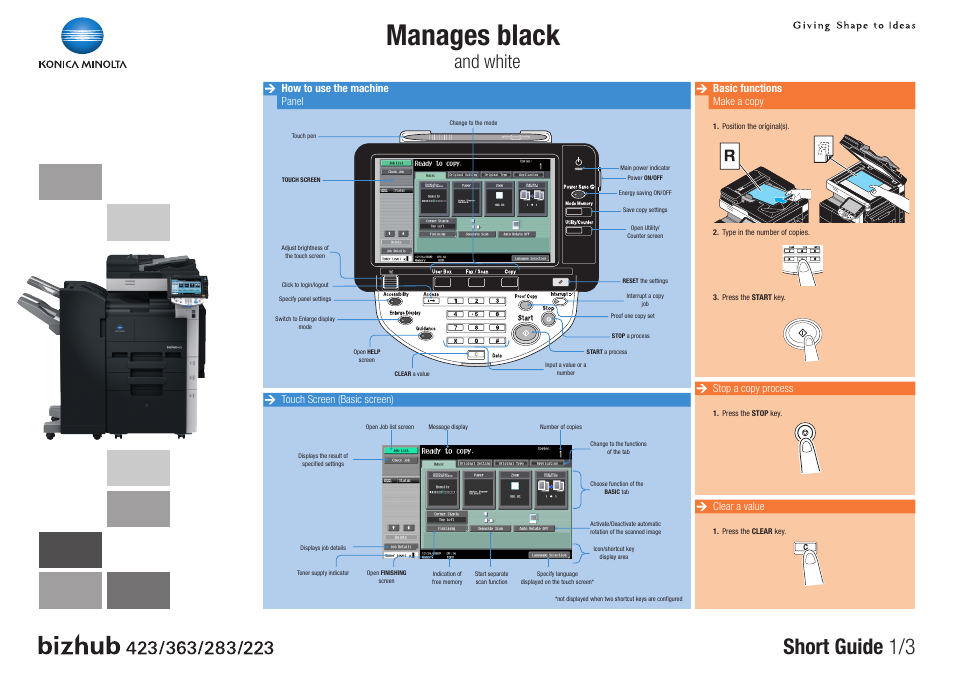 Konica Minolta BIZHUB 223 User Manual | 3 pages