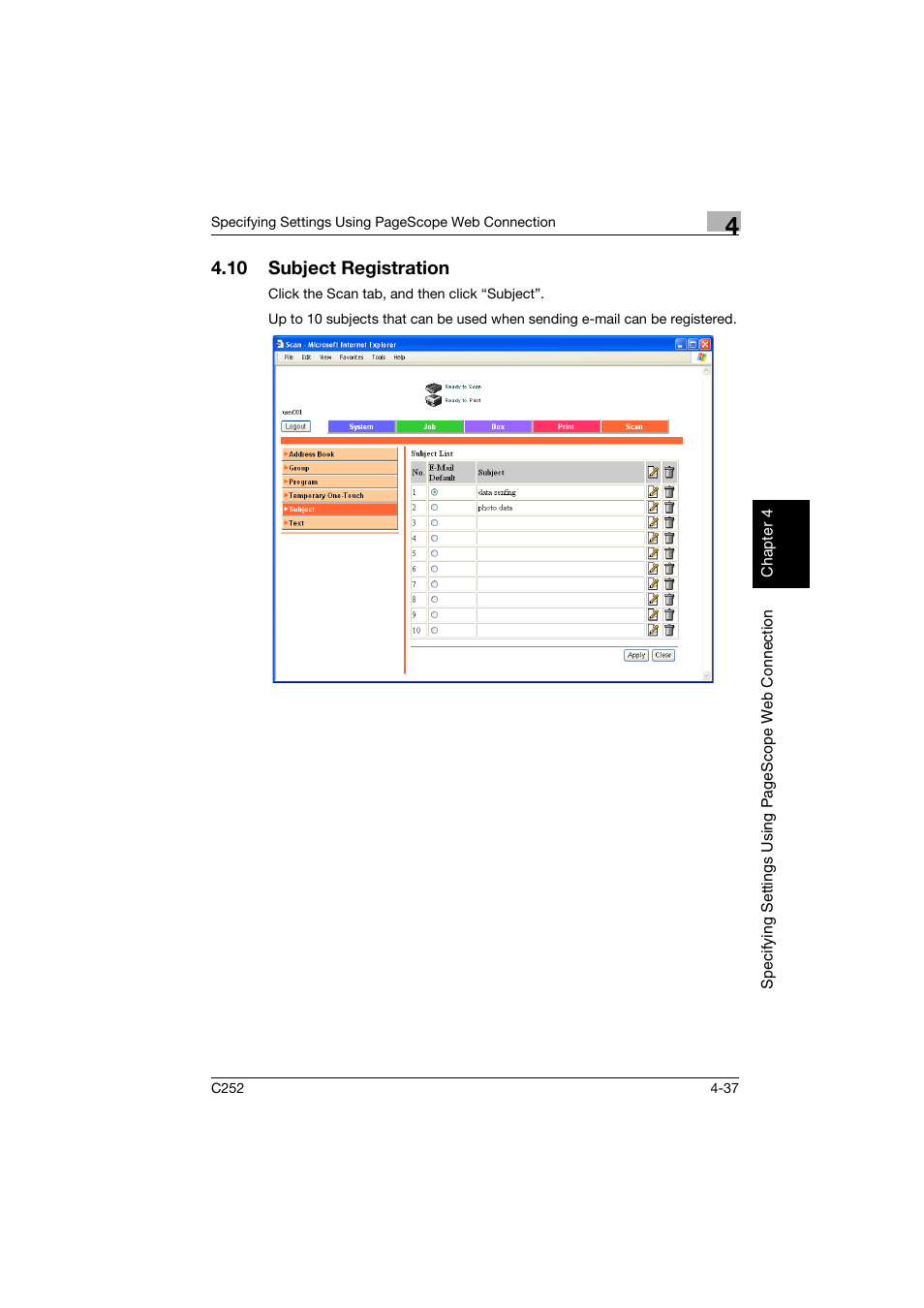 10 subject registration, Subject registration -37 | Konica Minolta BIZHUB C252 User Manual | Page 296 / 396