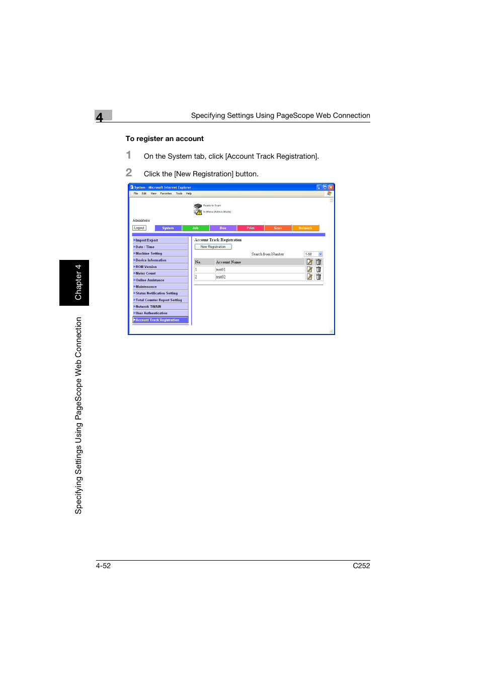 To register an account, To register an account -52 | Konica Minolta BIZHUB C252 User Manual | Page 311 / 396