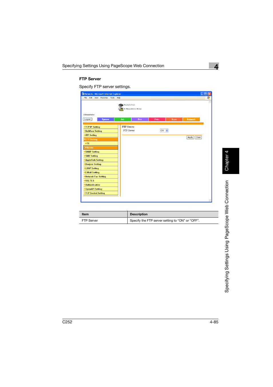 Ftp server, Ftp server -85 | Konica Minolta BIZHUB C252 User Manual | Page 344 / 396