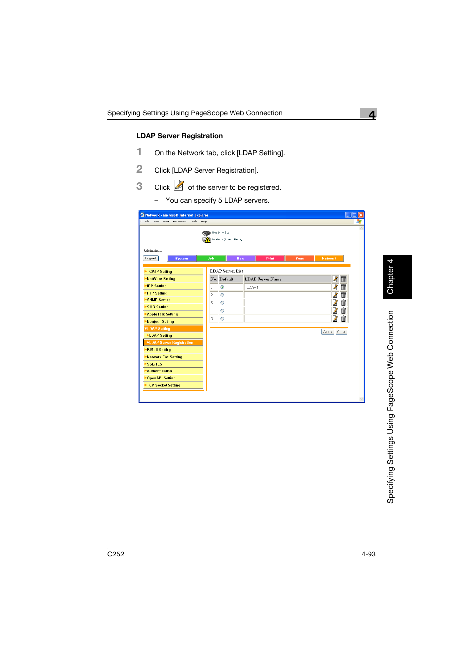 Ldap server registration, Ldap server registration -93 | Konica Minolta BIZHUB C252 User Manual | Page 352 / 396