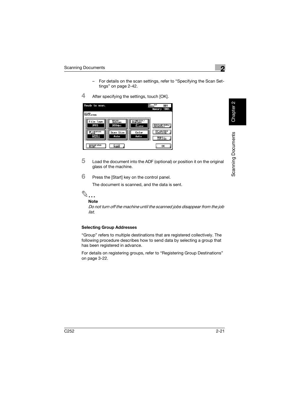 Selecting group addresses, Selecting group addresses -21 | Konica Minolta BIZHUB C252 User Manual | Page 54 / 396