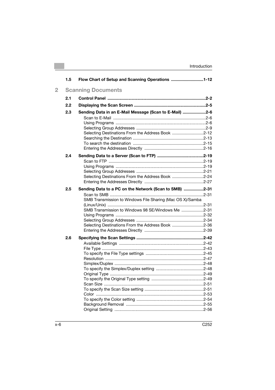 2scanning documents | Konica Minolta BIZHUB C252 User Manual | Page 7 / 396