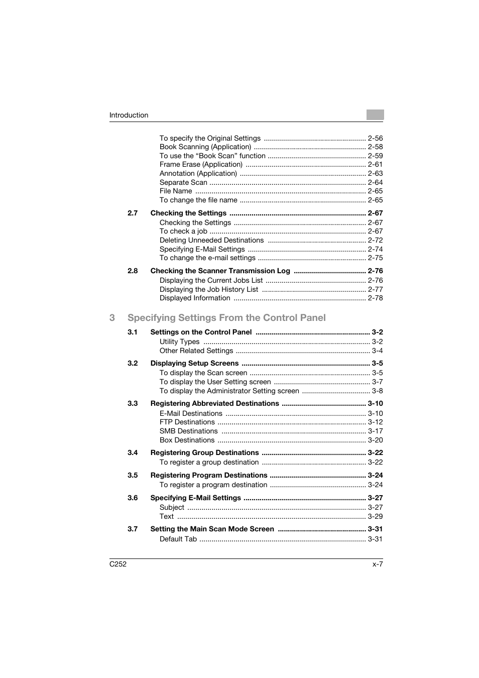 3specifying settings from the control panel | Konica Minolta BIZHUB C252 User Manual | Page 8 / 396