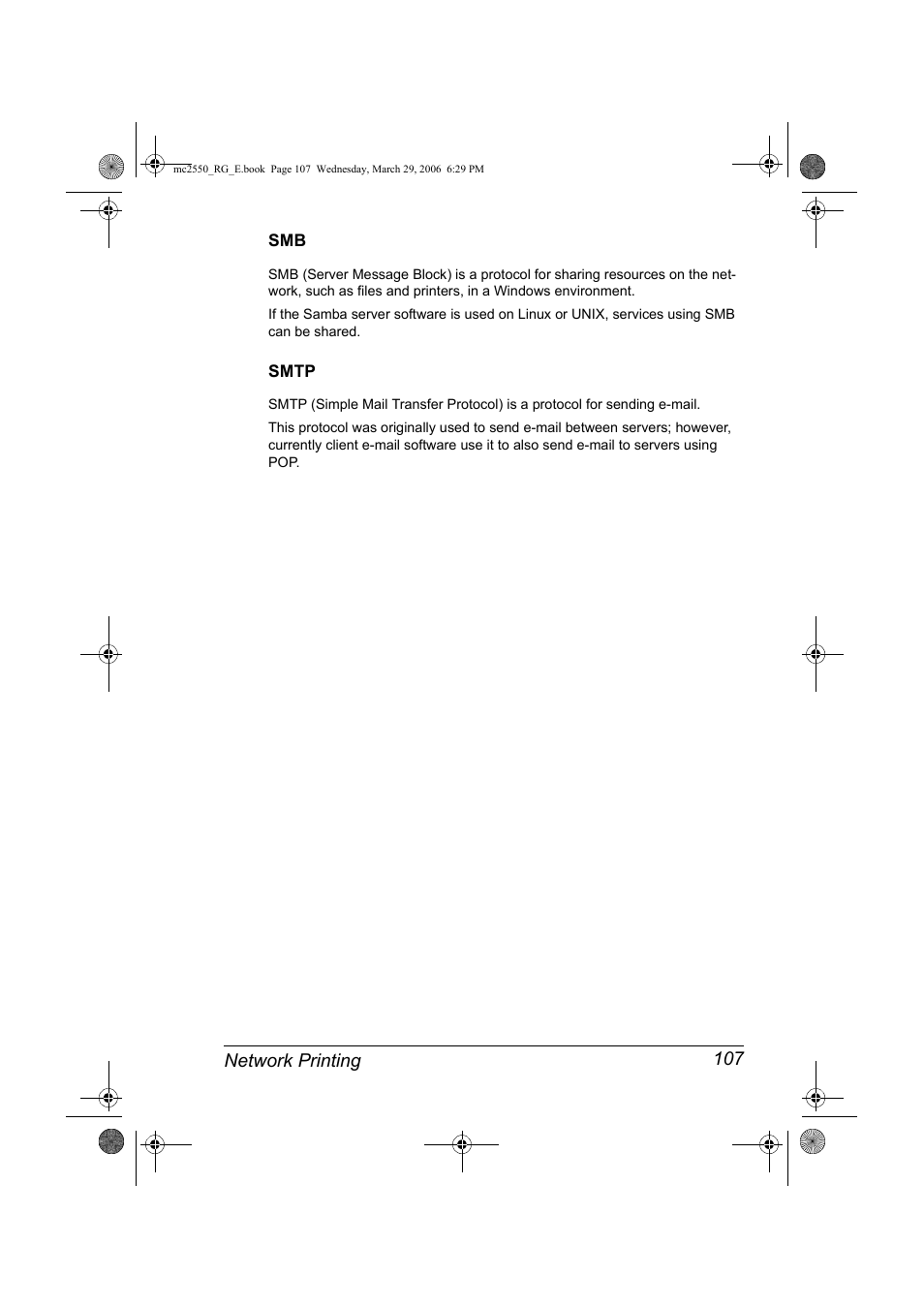 Smtp, Smb 107 smtp 107 | Konica Minolta Magicolor 2550DN User Manual | Page 123 / 210