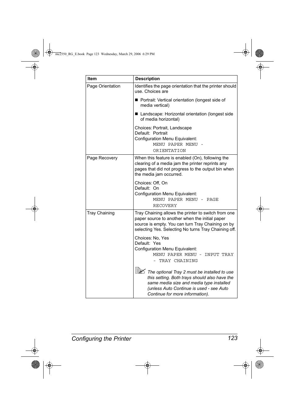 Configuring the printer 123 | Konica Minolta Magicolor 2550DN User Manual | Page 139 / 210