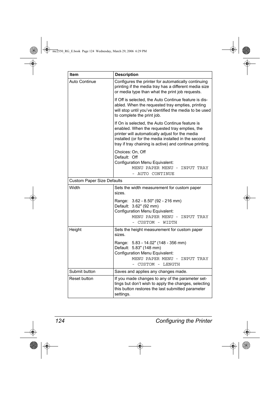 Configuring the printer 124 | Konica Minolta Magicolor 2550DN User Manual | Page 140 / 210