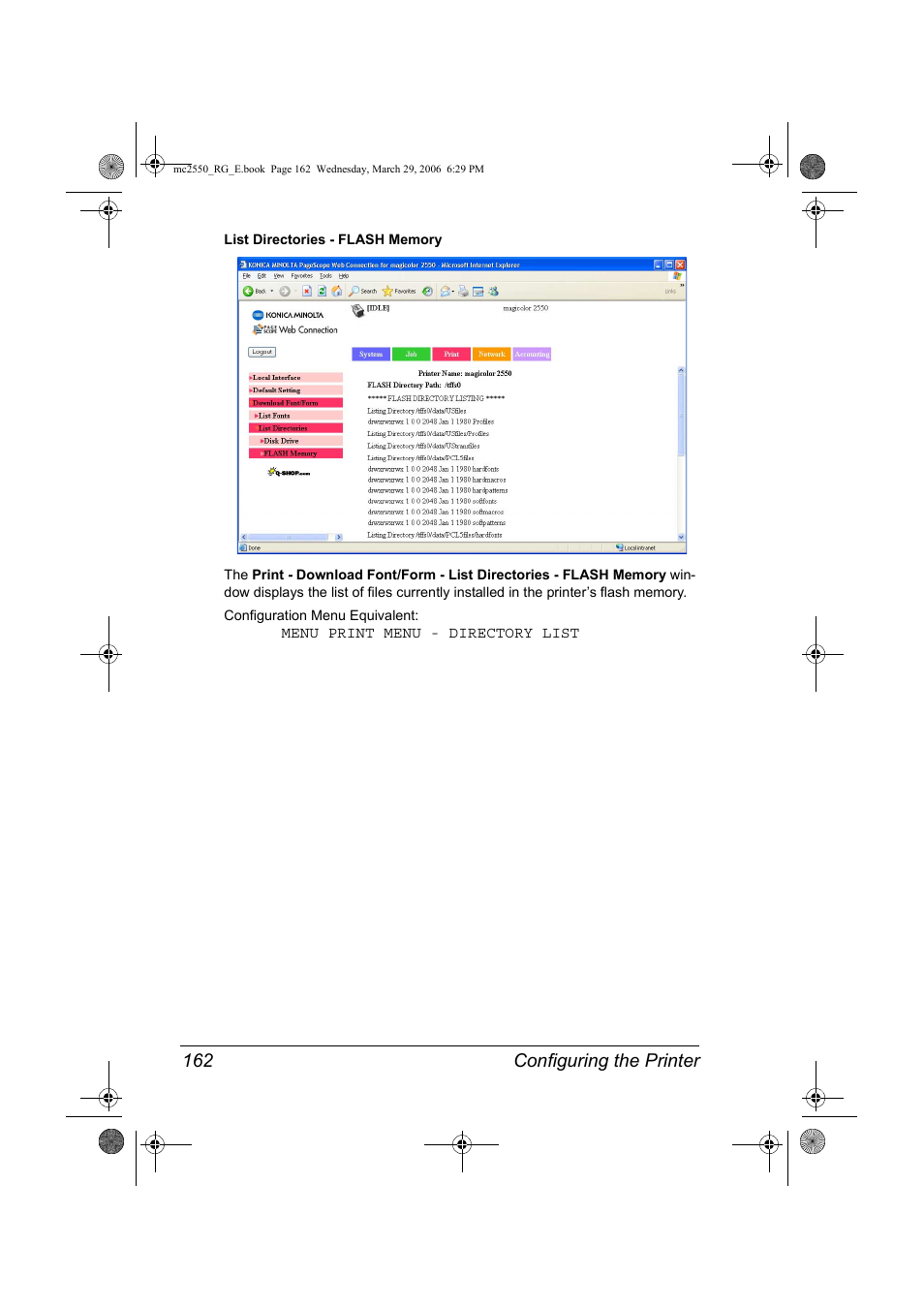 Configuring the printer 162 | Konica Minolta Magicolor 2550DN User Manual | Page 178 / 210