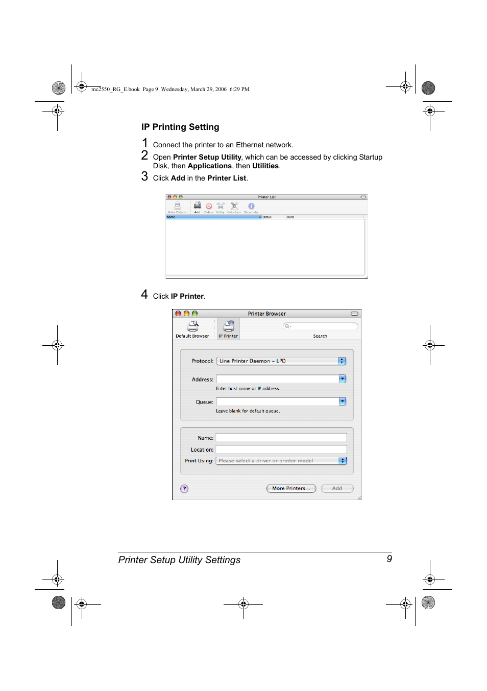 Ip printing setting, Ip printing setting 9 | Konica Minolta Magicolor 2550DN User Manual | Page 25 / 210