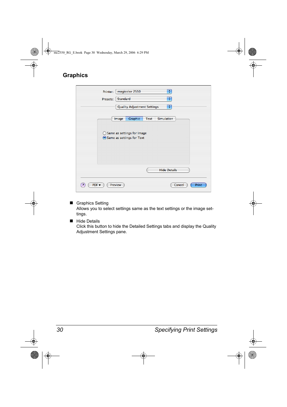 Graphics, Graphics 30 | Konica Minolta Magicolor 2550DN User Manual | Page 46 / 210