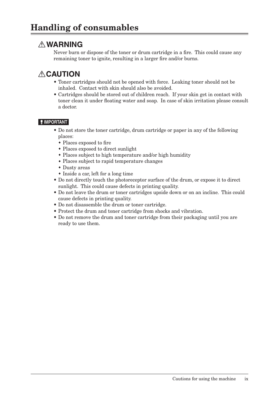 Handling of consumables | Konica Minolta bizhub 25e User Manual | Page 10 / 128