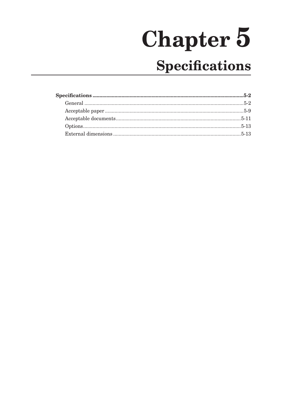 Chapter 5, Specifications, Chapter 5 specifications | Chapter | Konica Minolta bizhub 25e User Manual | Page 108 / 128