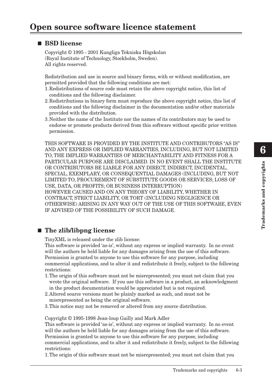 Open source software licence statement, Open source software licence statement -3, Bsd license | The zlib/libpng license | Konica Minolta bizhub 25e User Manual | Page 124 / 128