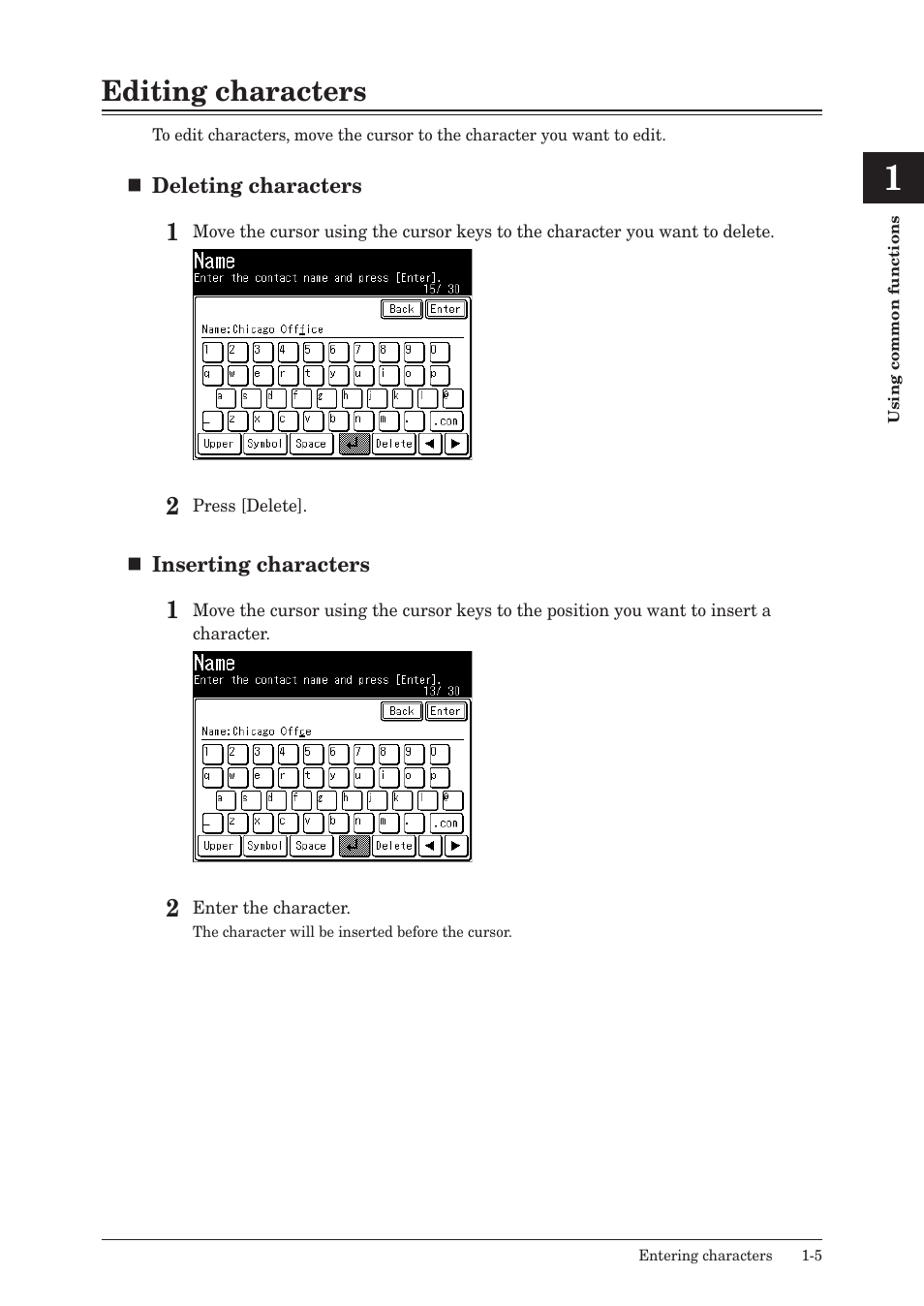 Editing characters, Editing characters -5 | Konica Minolta bizhub 25e User Manual | Page 18 / 128