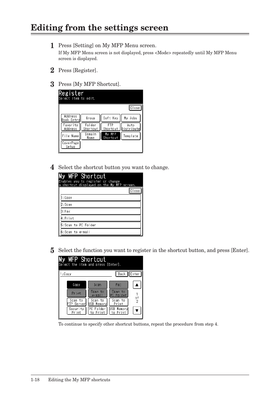 Editing from the settings screen, Editing from the settings screen -18 | Konica Minolta bizhub 25e User Manual | Page 31 / 128