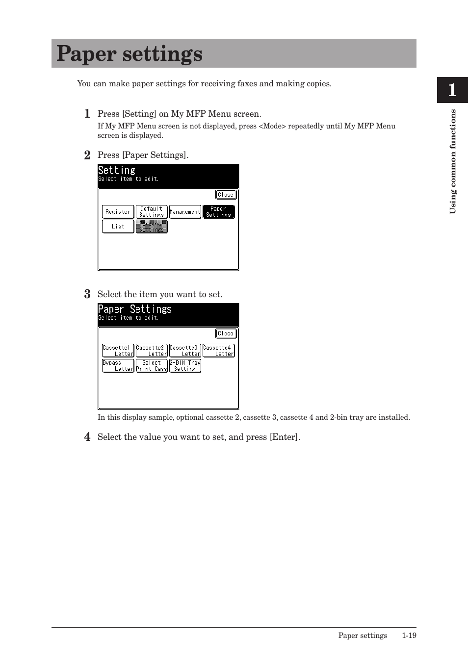 Paper settings, Paper settings -19 | Konica Minolta bizhub 25e User Manual | Page 32 / 128