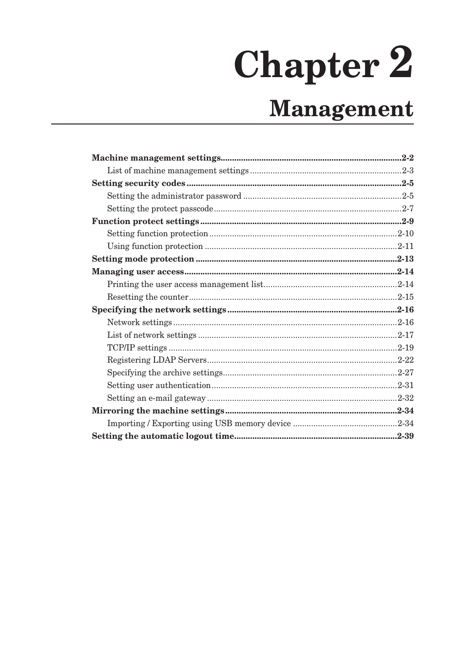 Chapter 2, Management, Chapter 2 management | Chapter | Konica Minolta bizhub 25e User Manual | Page 48 / 128