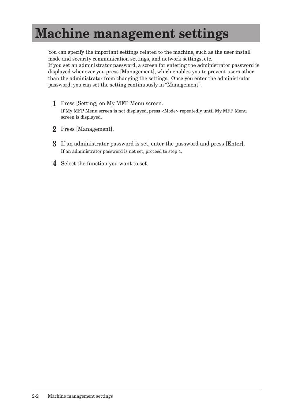 Machine management settings, Machine management settings -2 | Konica Minolta bizhub 25e User Manual | Page 49 / 128