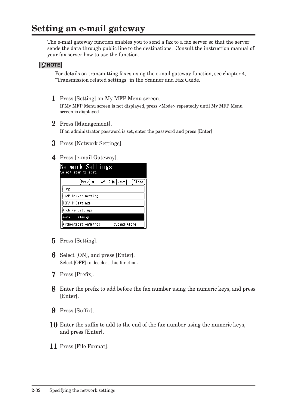 Setting an e-mail gateway, Setting an e-mail gateway -32 | Konica Minolta bizhub 25e User Manual | Page 79 / 128