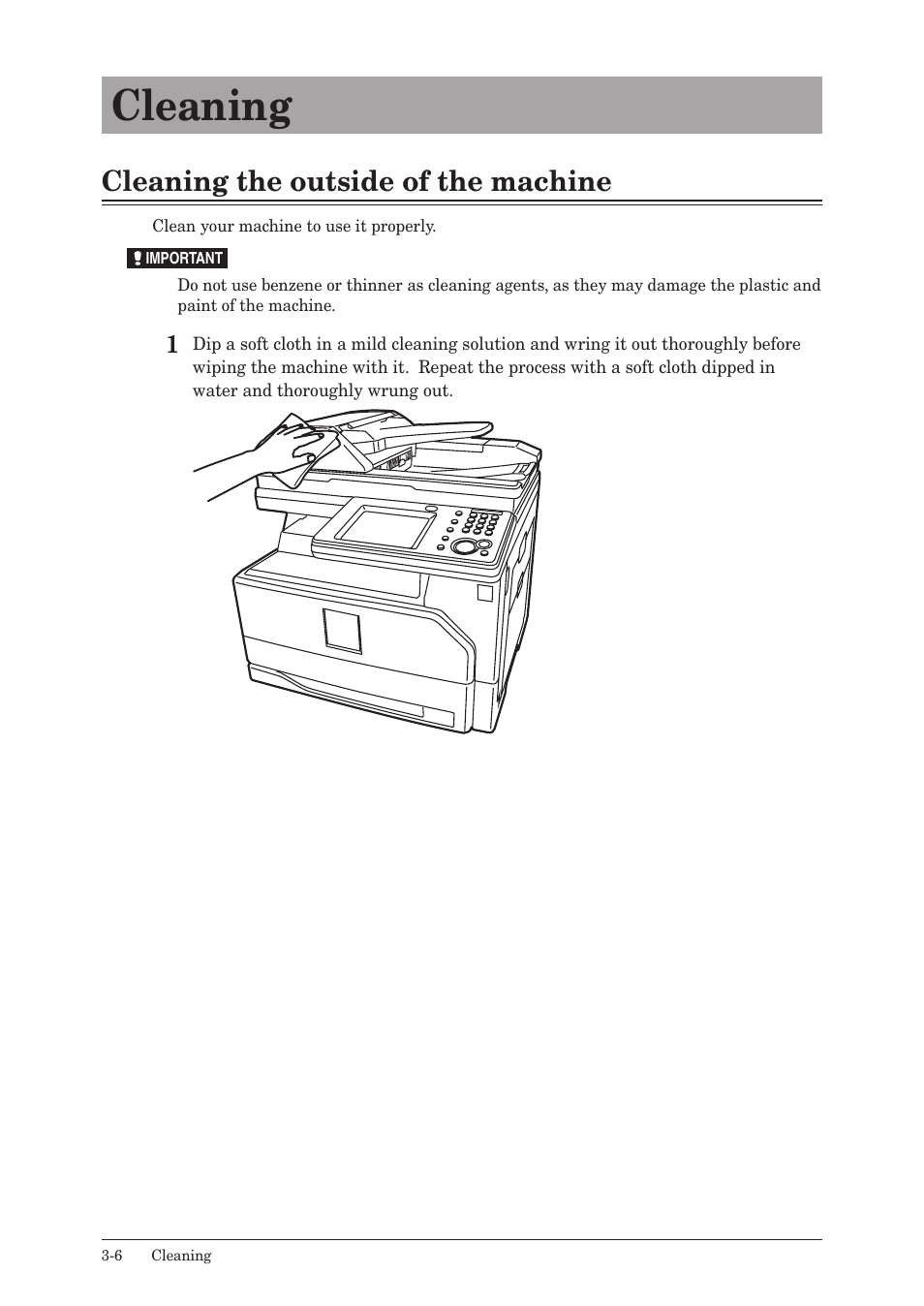 Cleaning, Cleaning the outside of the machine, Cleaning -6 | Cleaning the outside of the machine -6 | Konica Minolta bizhub 25e User Manual | Page 93 / 128