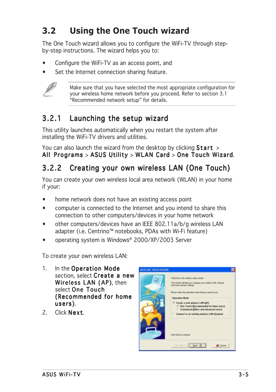 2 using the one touch wizard | Asus Wi-Fi TV User Manual | Page 29 / 60