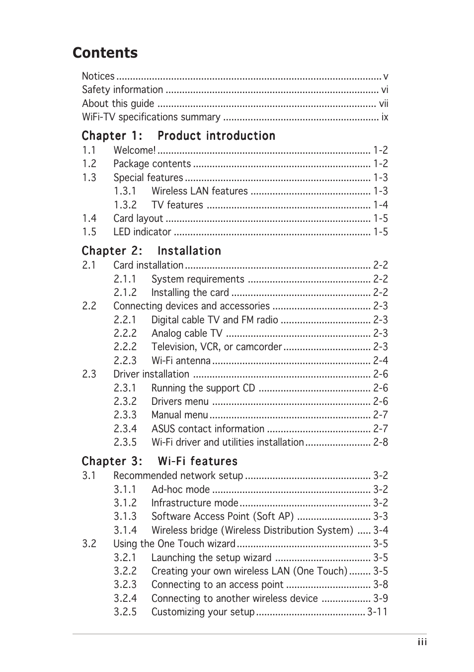 Asus Wi-Fi TV User Manual | Page 3 / 60