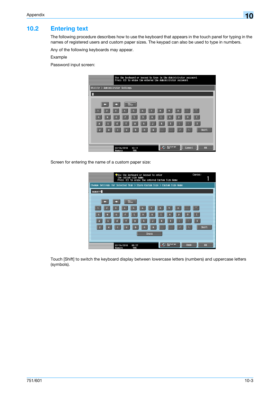 2 entering text, Entering text -3 | Konica Minolta bizhub 751 User Manual | Page 228 / 238