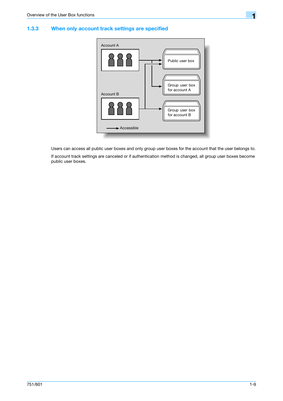 3 when only account track settings are specified, When only account track settings are specified -9 | Konica Minolta bizhub 751 User Manual | Page 27 / 238