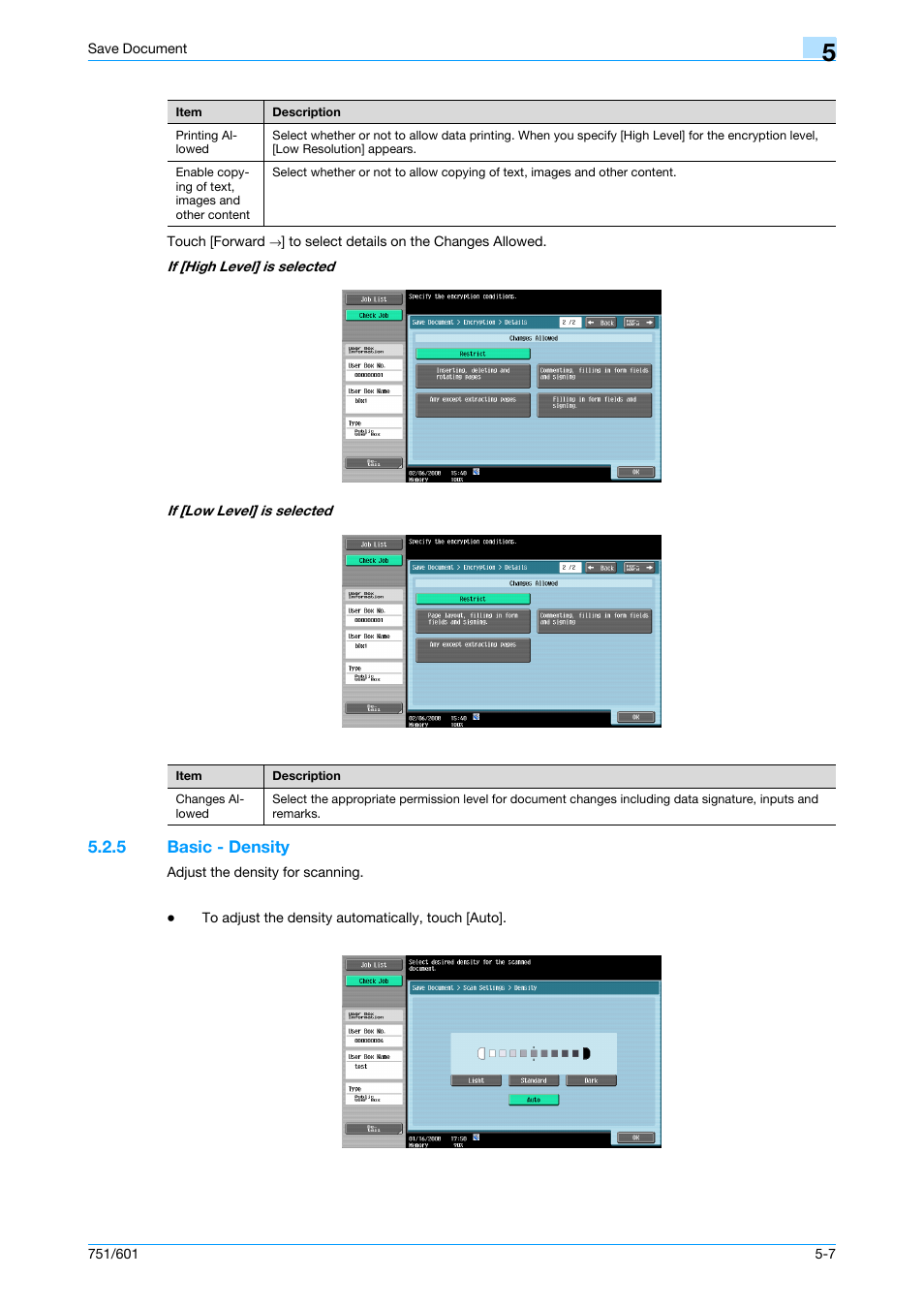 5 basic - density, Basic - density -7, P. 5-7 | Konica Minolta bizhub 751 User Manual | Page 83 / 238