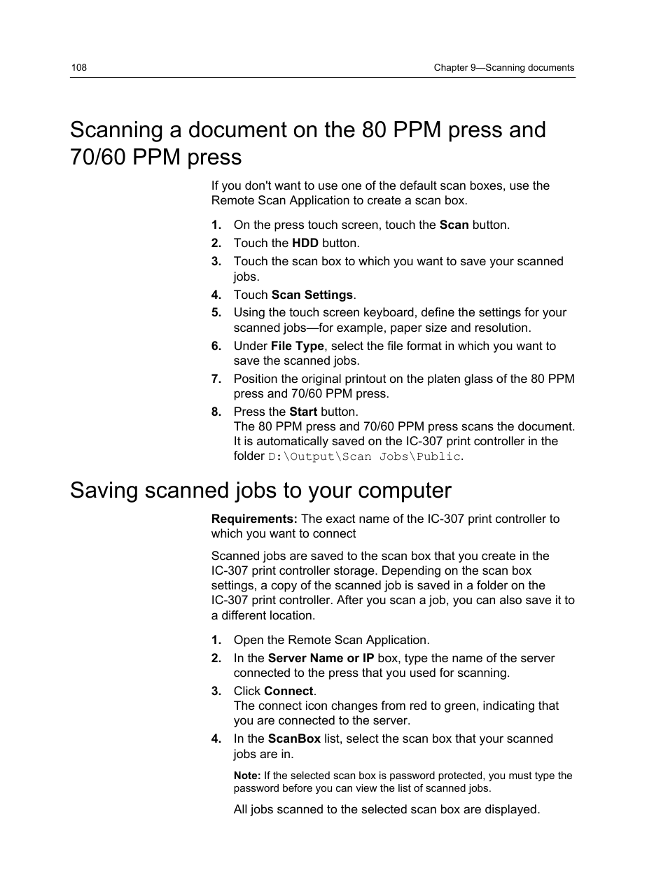 Saving scanned jobs to your computer | Konica Minolta bizhub PRESS C7000 User Manual | Page 118 / 218