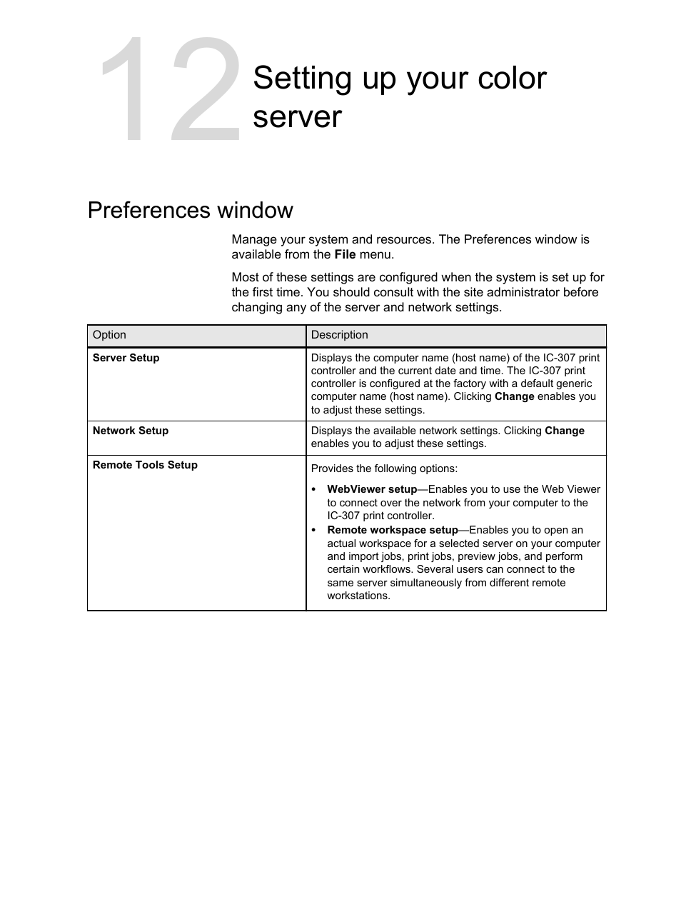 Setting up your color server, Preferences window | Konica Minolta bizhub PRESS C7000 User Manual | Page 157 / 218