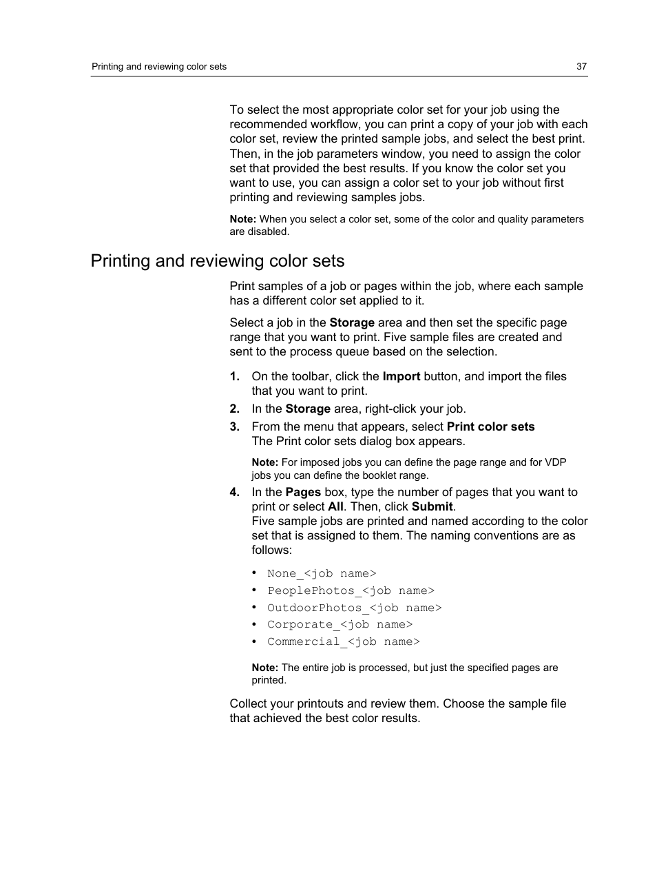 Printing and reviewing color sets | Konica Minolta bizhub PRESS C7000 User Manual | Page 47 / 218