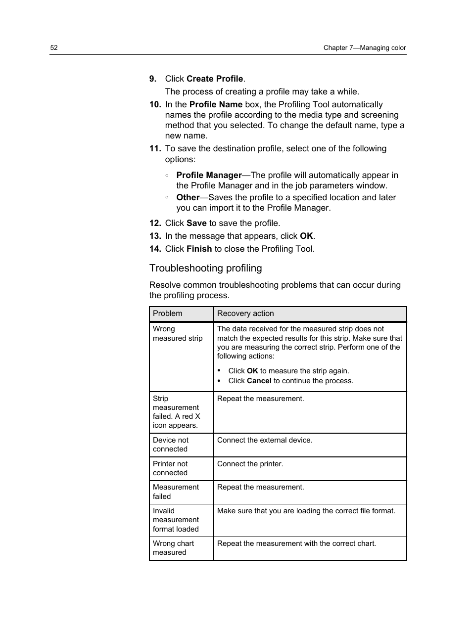 Troubleshooting profiling | Konica Minolta bizhub PRESS C7000 User Manual | Page 62 / 218