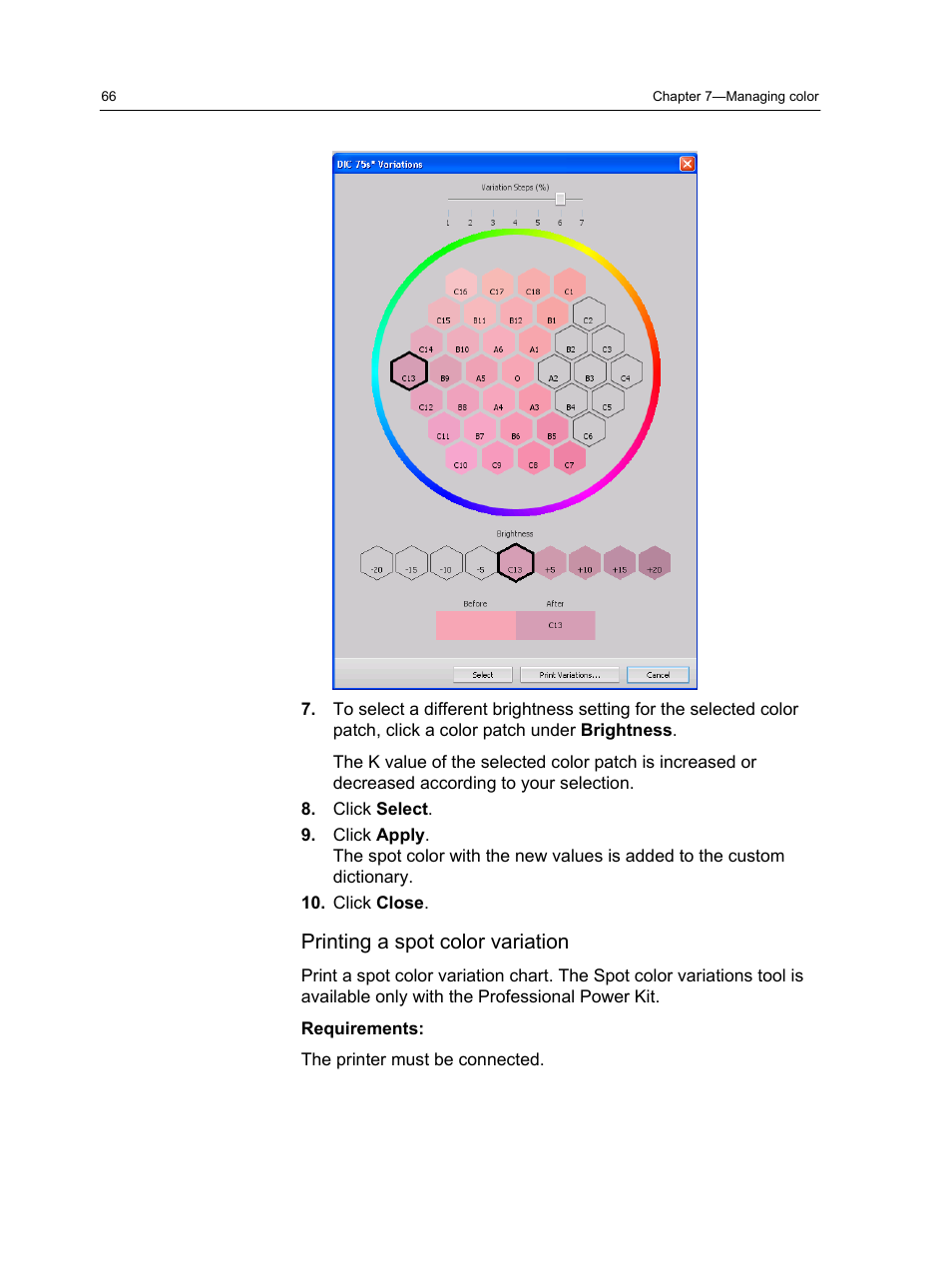 Printing a spot color variation | Konica Minolta bizhub PRESS C7000 User Manual | Page 76 / 218